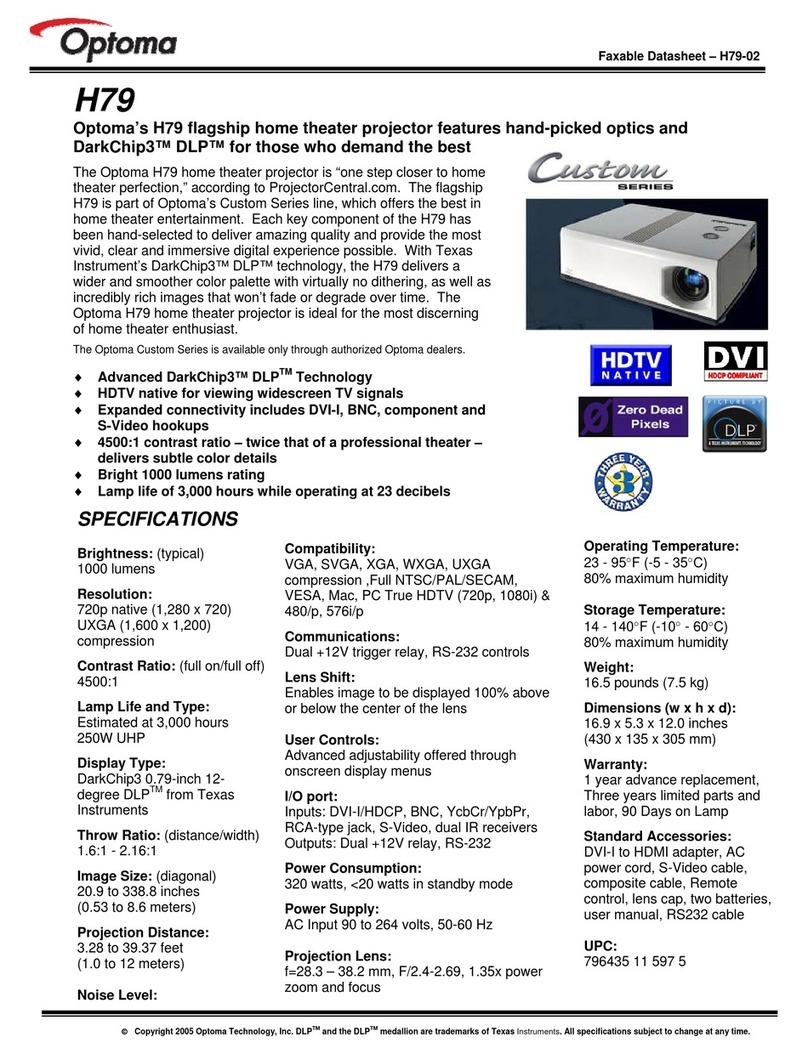 Optoma H79 datasheet