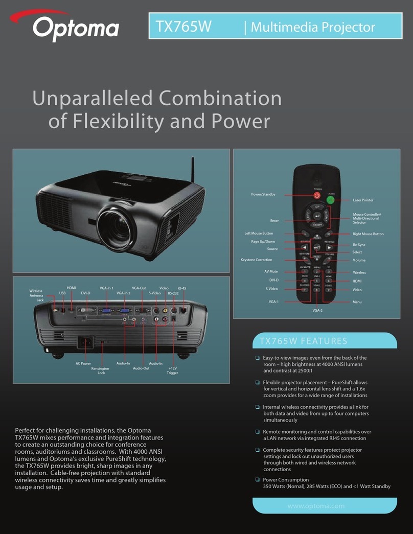 Optoma TX765W User manual