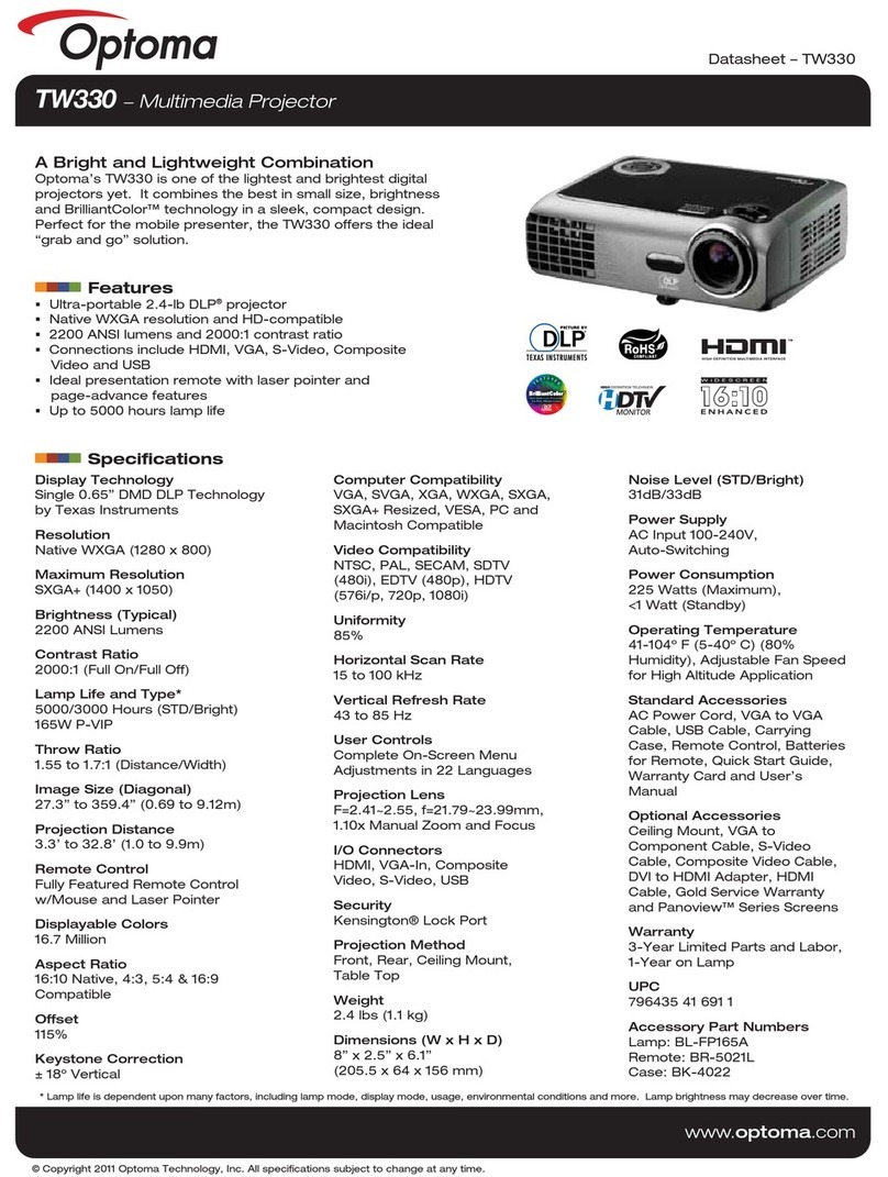 Optoma TW330 datasheet