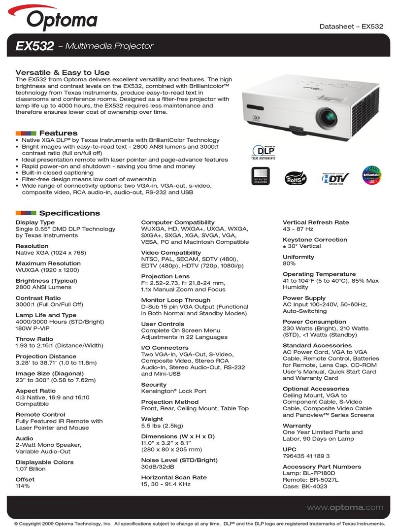 Optoma EX532 datasheet