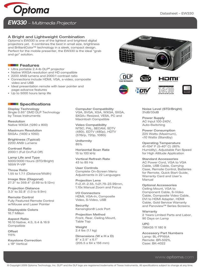 Optoma EW330 datasheet