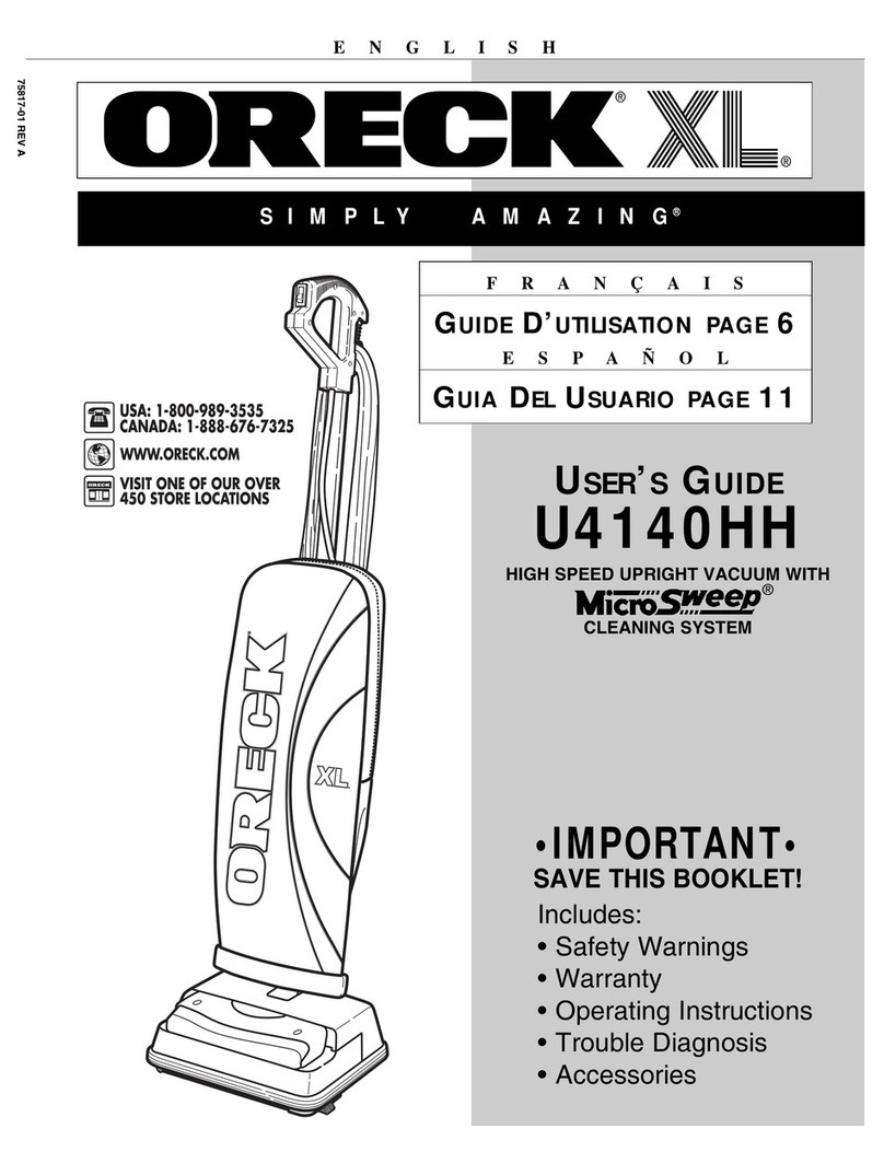 Oreck XL U4140HH User manual