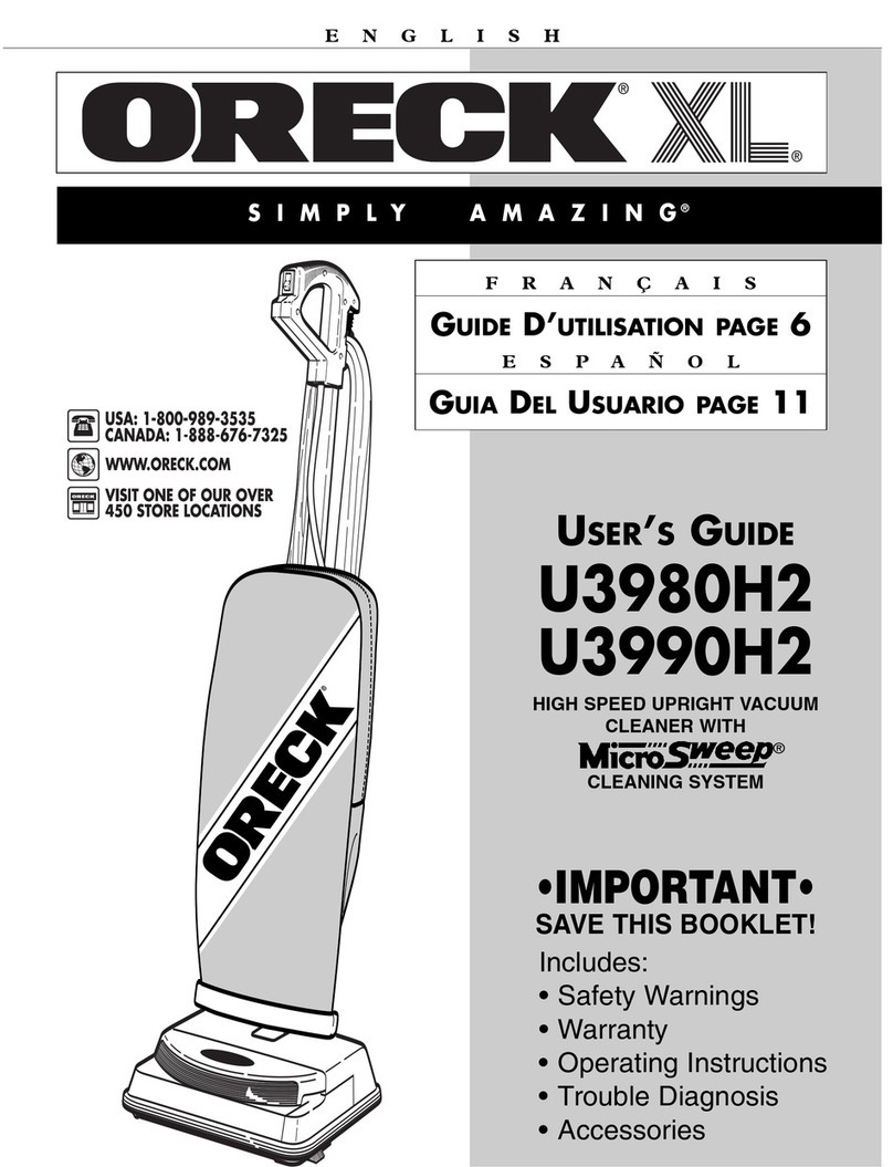 Oreck U3980H2 User manual