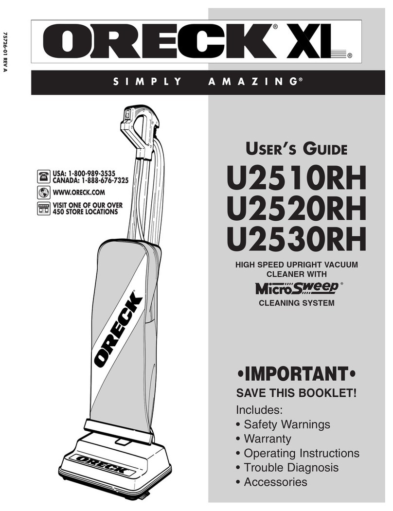 Oreck XL U2510RH User manual Oreck XL U2510RH User manual