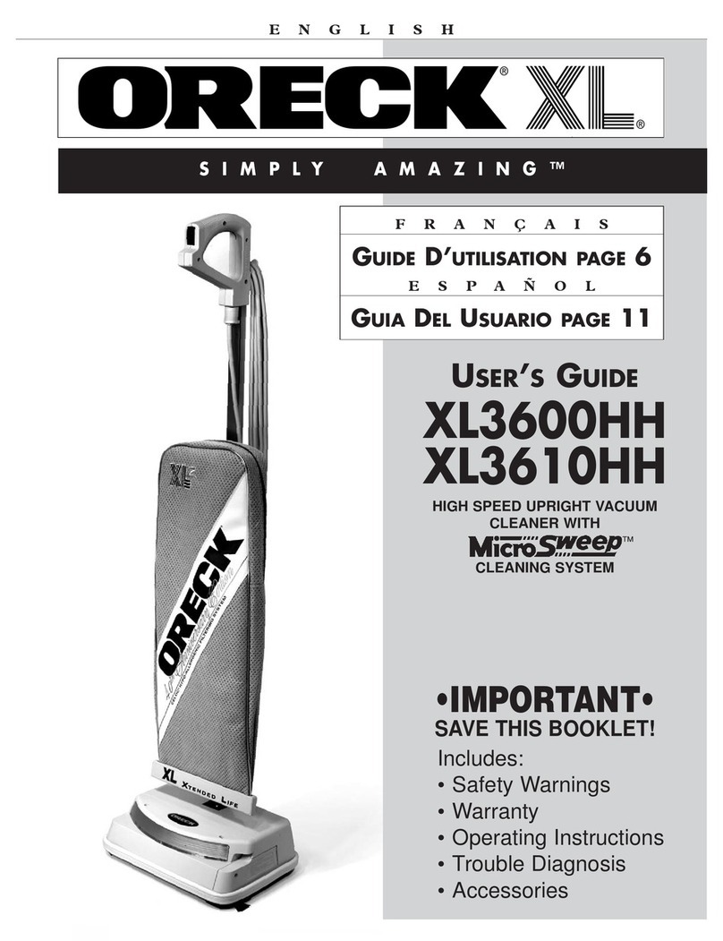 Oreck XL3600HH User manual
