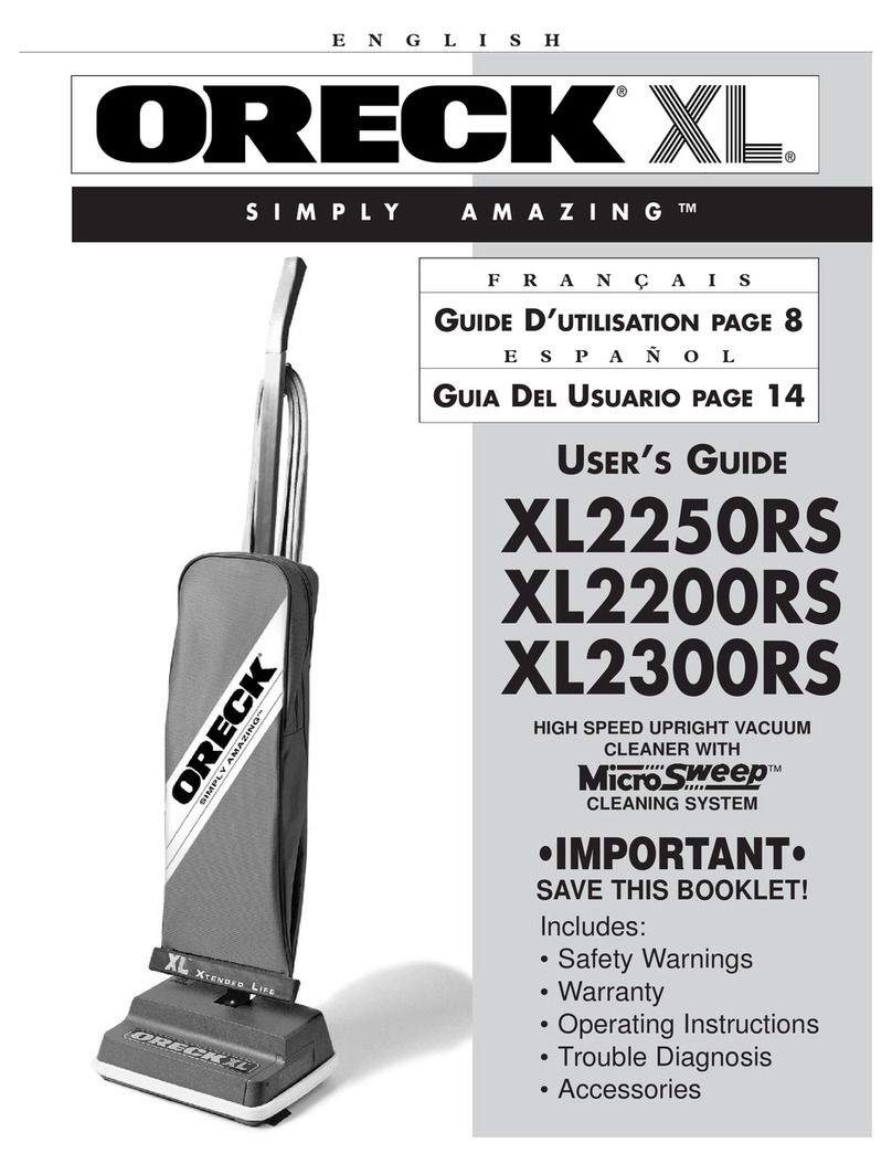 Oreck XL2250RS User manual
