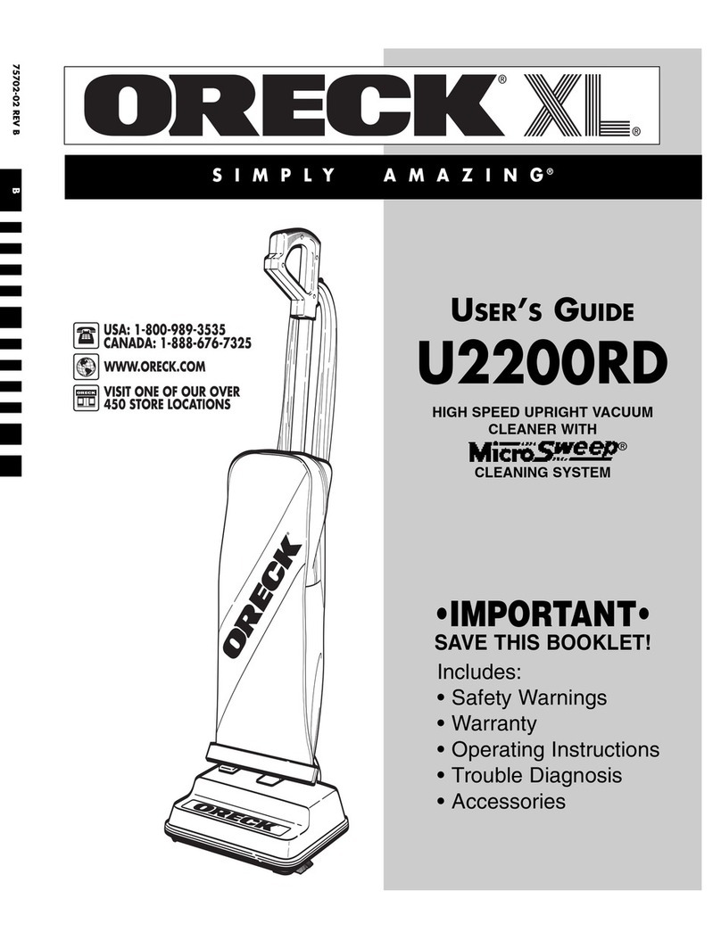 Oreck XL U2200RD User manual Oreck XL U2200RD User manual
