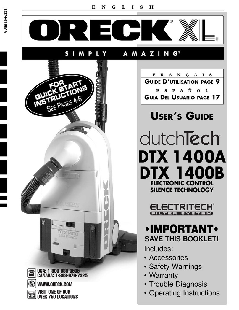 Oreck XL SIMPLY AMAZING dutchTech DTX 1400A User manual
