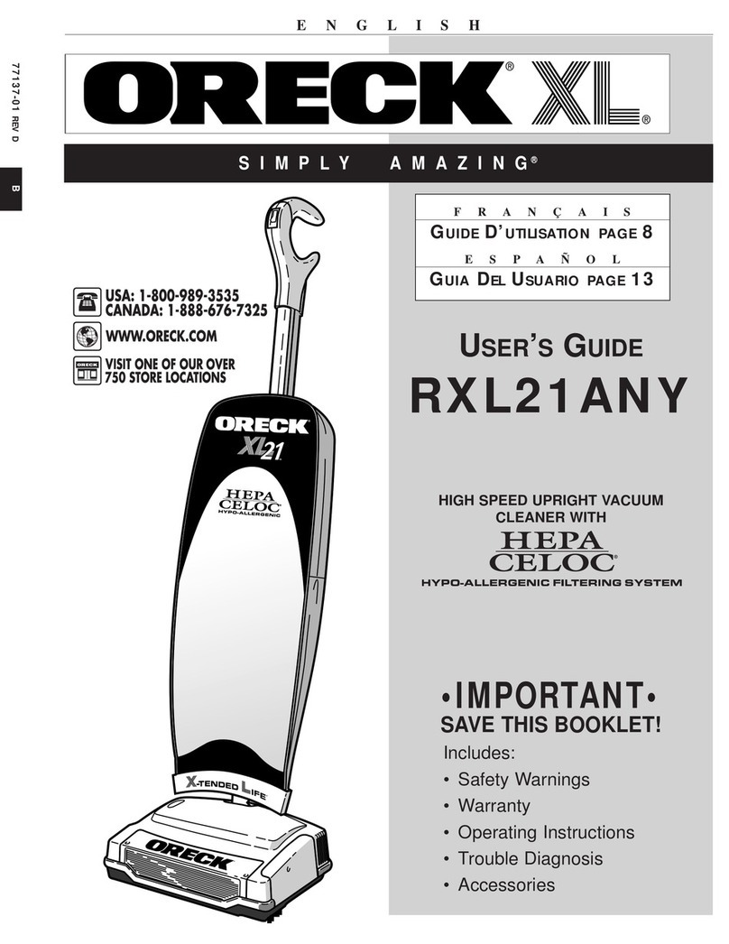 Oreck RXL21ANY User manual Oreck RXL21ANY User manual