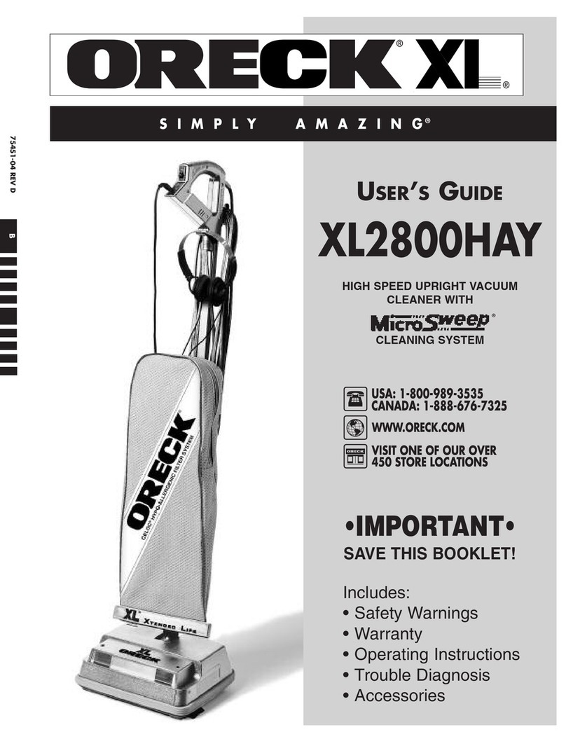 Oreck XL2800HAY User manual