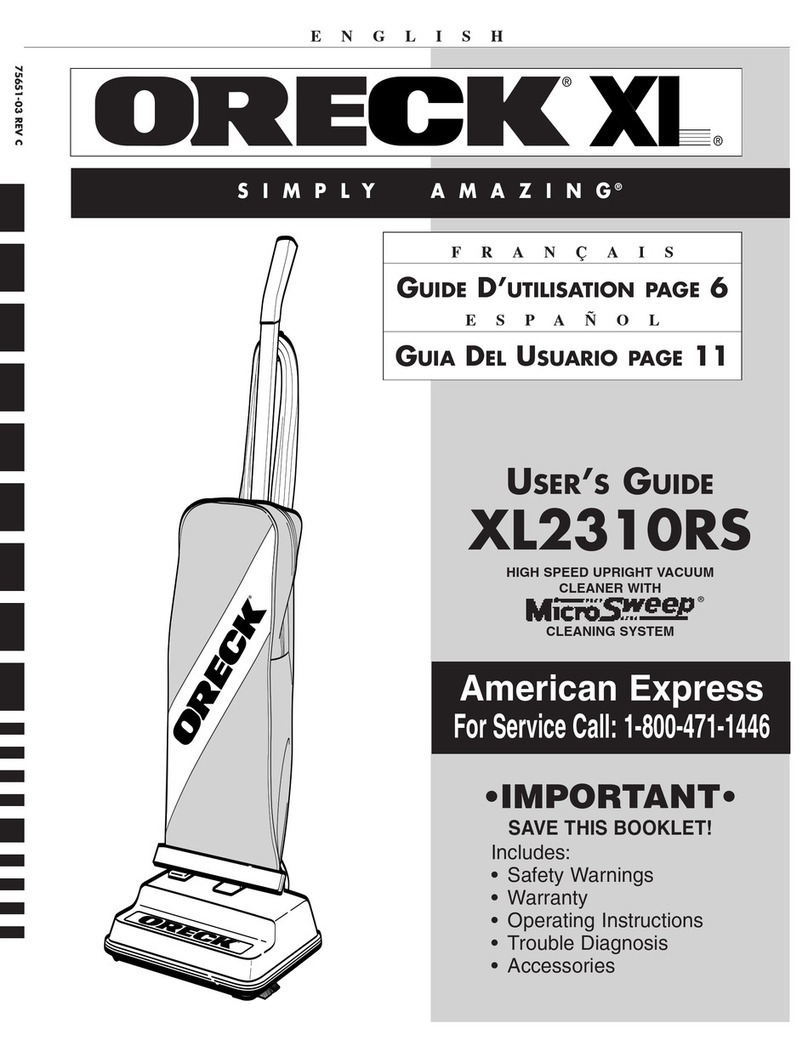 Oreck XL 2310RS User manual Oreck XL 2310RS User manual