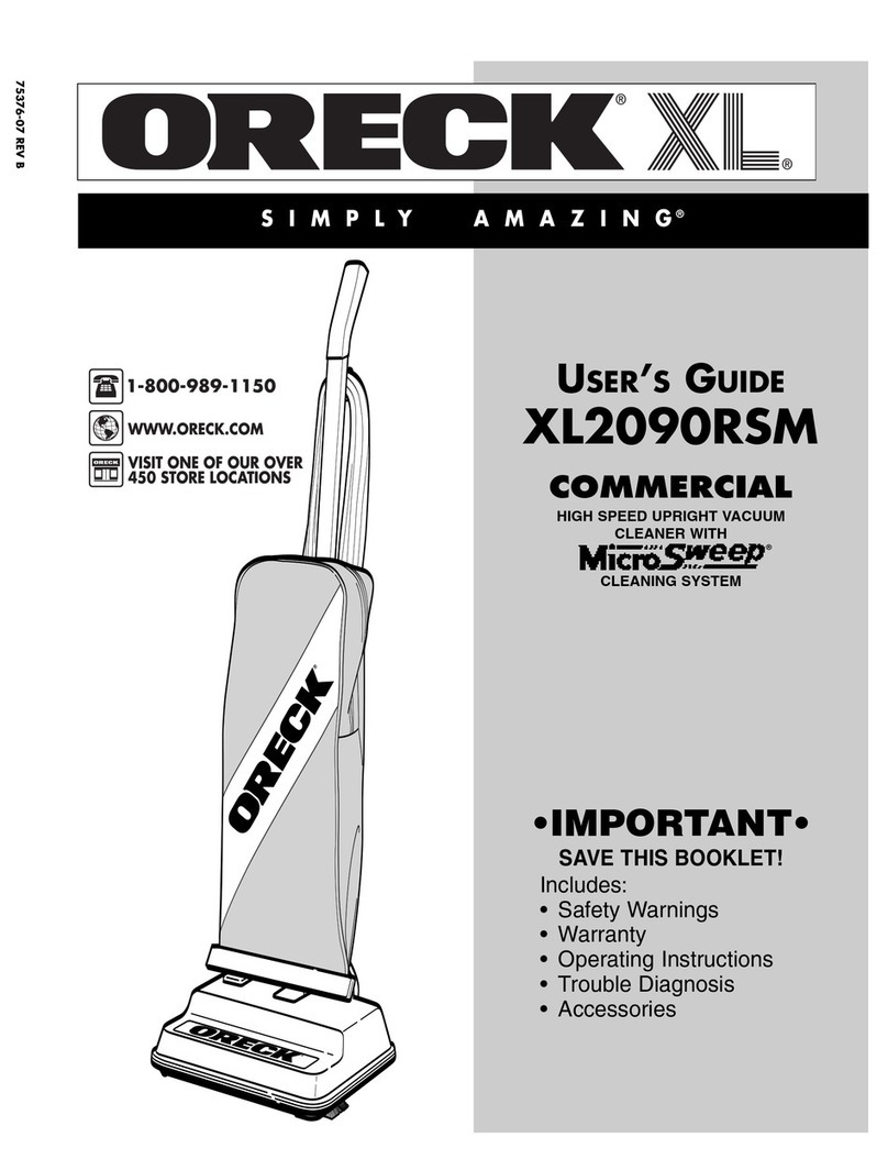 Oreck XL2090RSM User manual