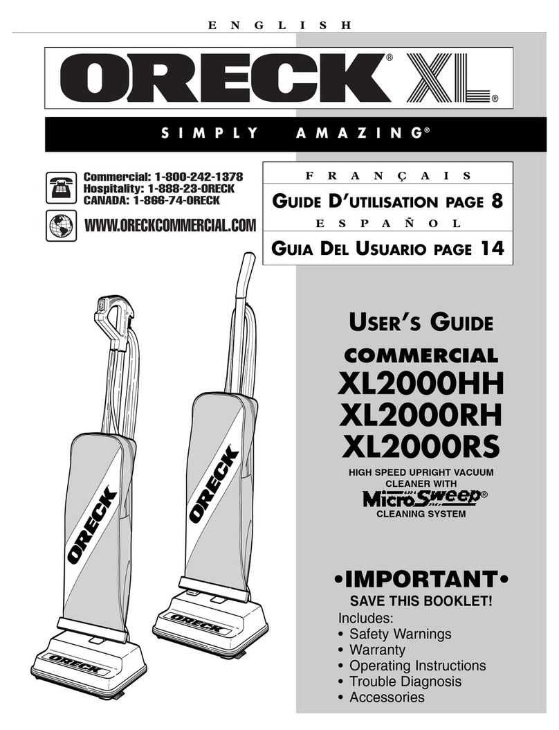 Oreck XL2000RH User manual Oreck XL2000RH User manual