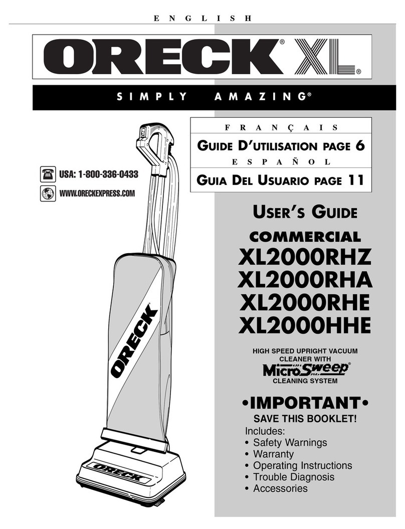 Oreck XL2000HHE User manual