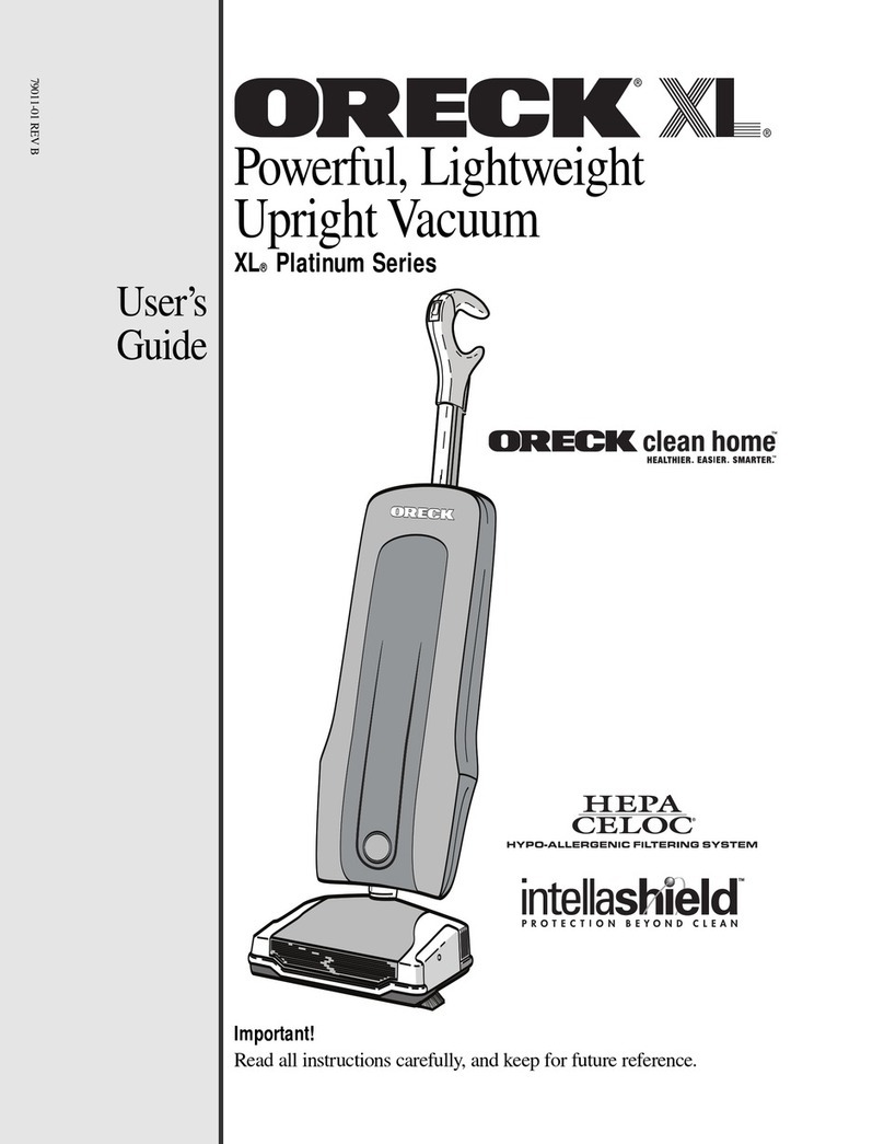 Oreck XL PLATINUM 79011-01REVB User manual