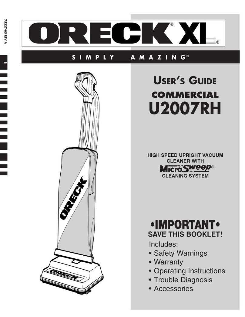 Oreck XL U2007RH user guide