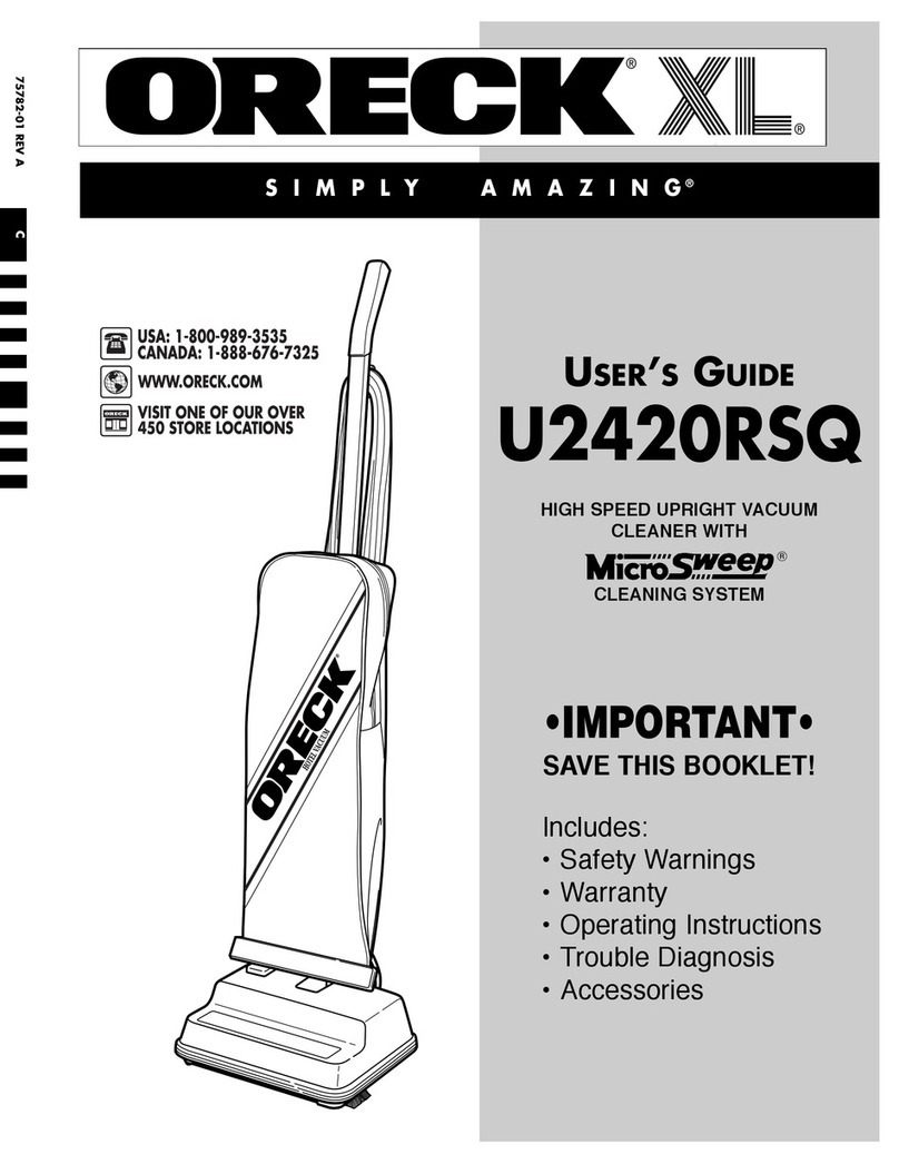 Oreck XL Simply Amazing U2420RSQ User manual