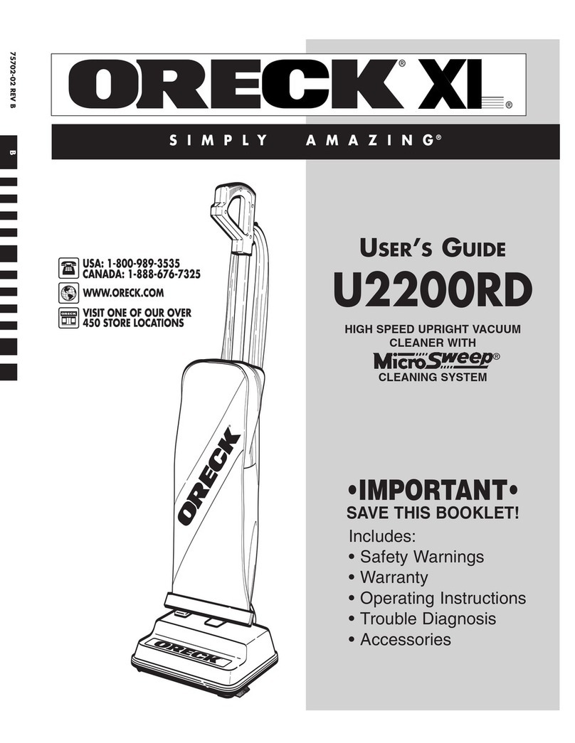 Oreck XL U2200RD User manual