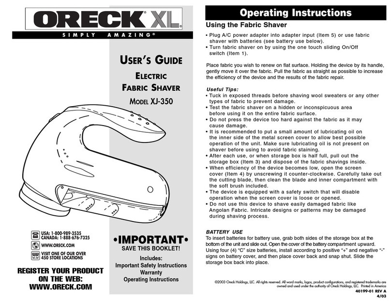 Oreck XJ-350 user guide