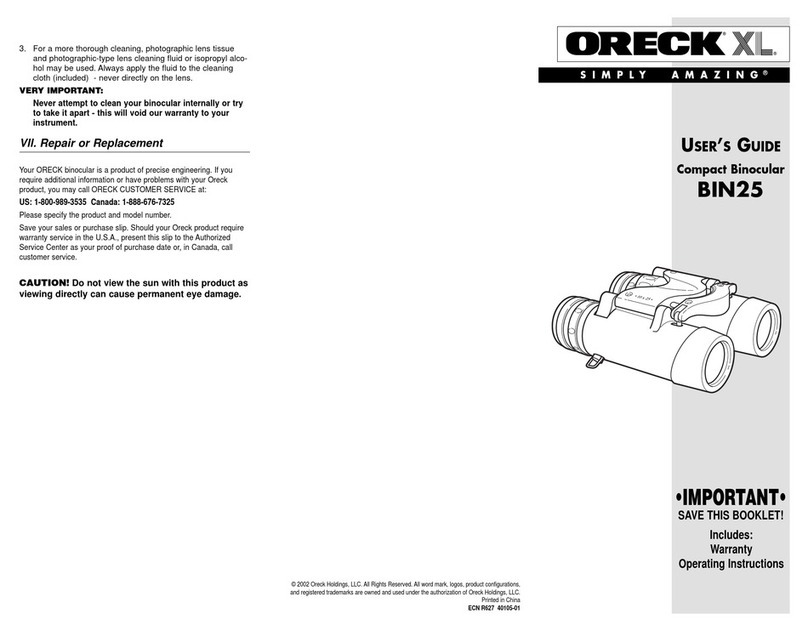 Oreck BIN25 user guide