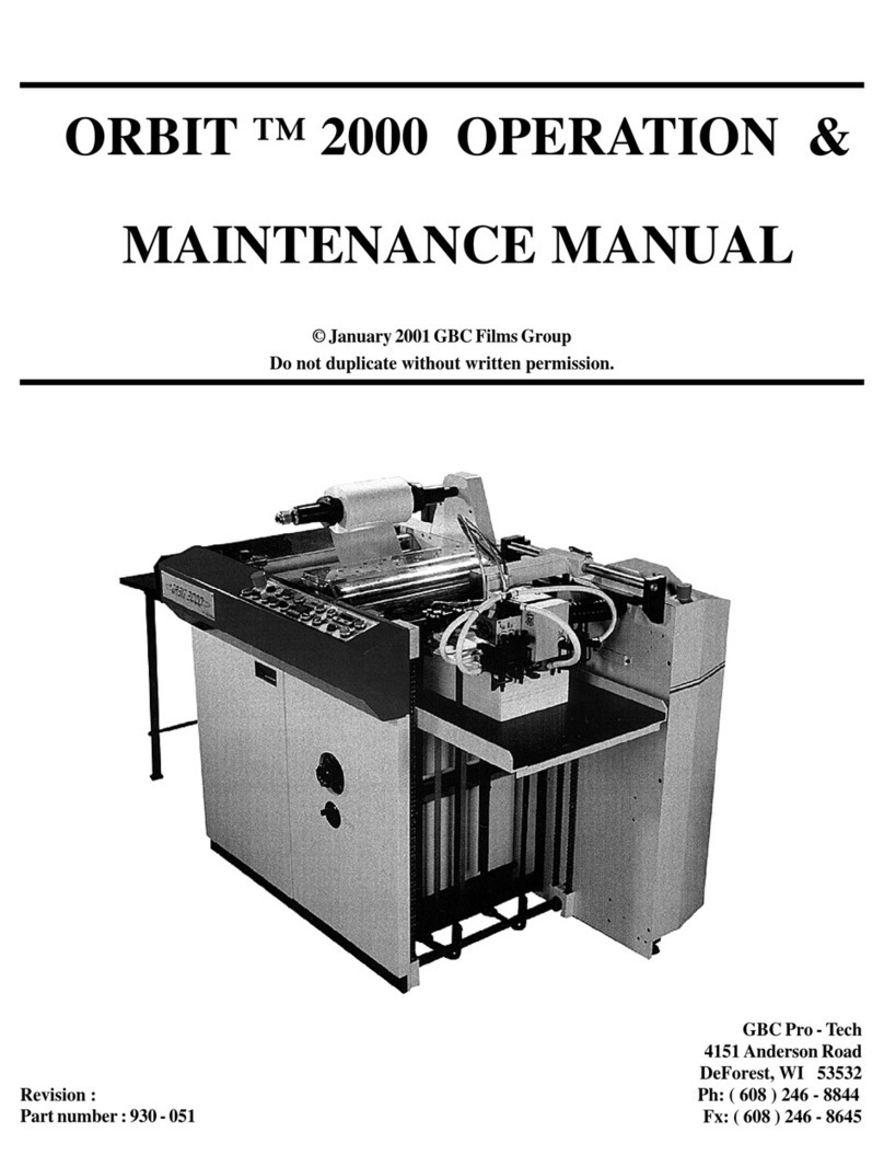 GBC ORBIT 2000 Installation and operation manual