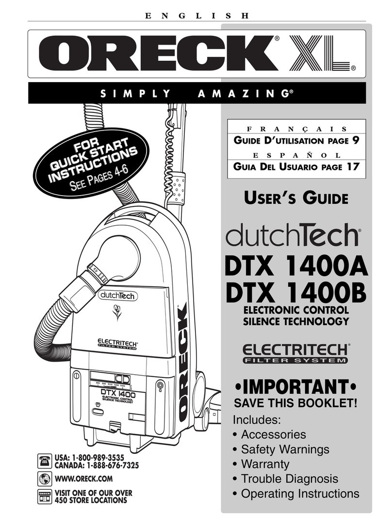 Oreck XL SIMPLY AMAZING dutchTech DTX 1400A User manual