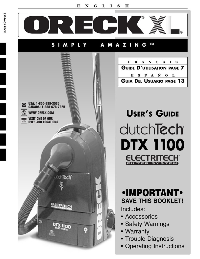 Oreck DutchTech DTX 1100 user guide