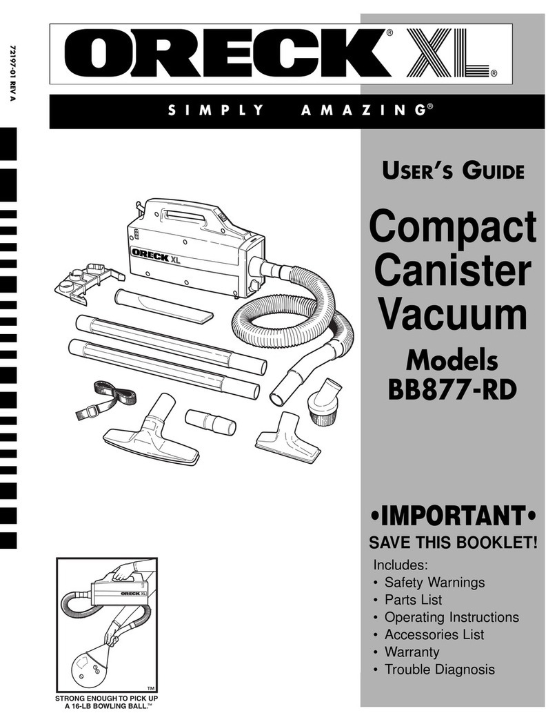 Oreck XL BB877-RD User manual