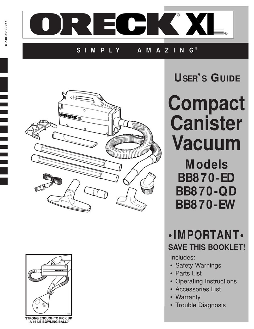 Oreck XL BB870-ED User manual