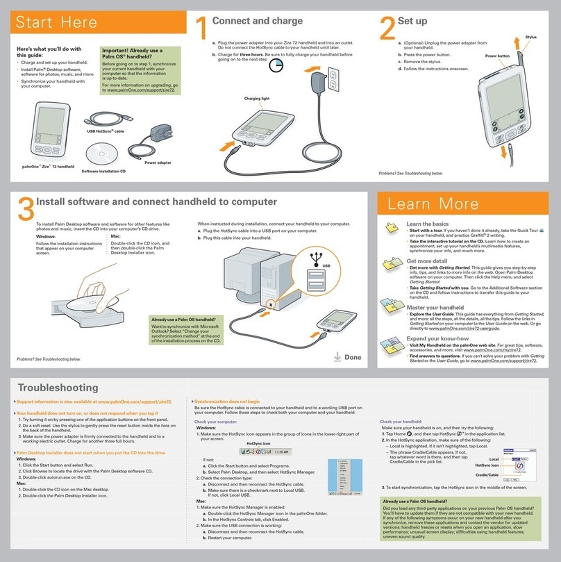palmOne P80722US - Zire 72 - OS 5.2.8 312 MHz User manual