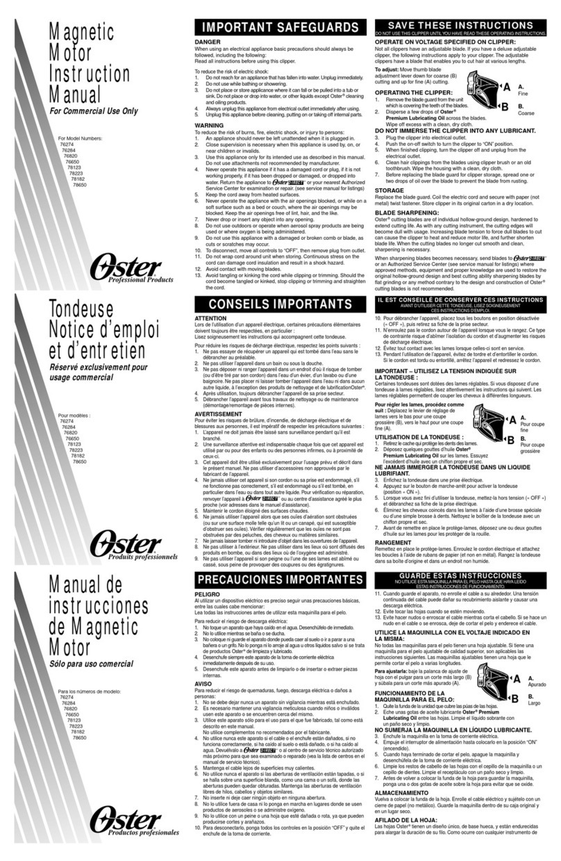 Oster 78123 User manual