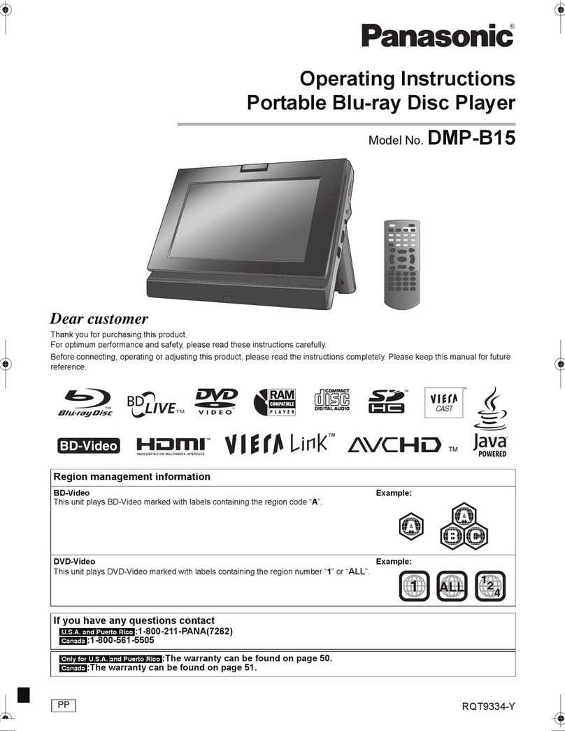 Panasonic DMP-B15 - Portable Blu-ray Player operating instructions