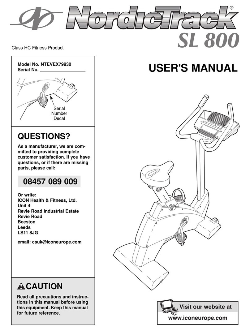 NordicTrack SL 800 User manual