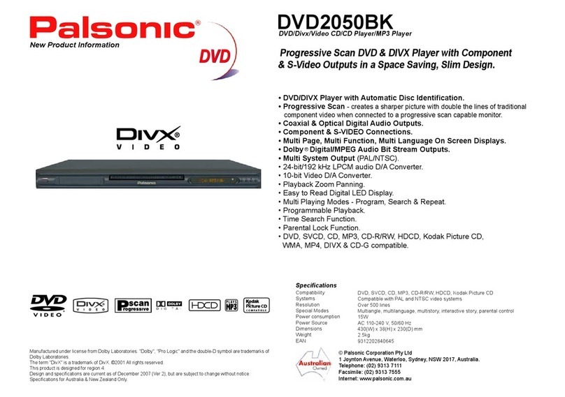 Palsonic DVD2050BK Specifications