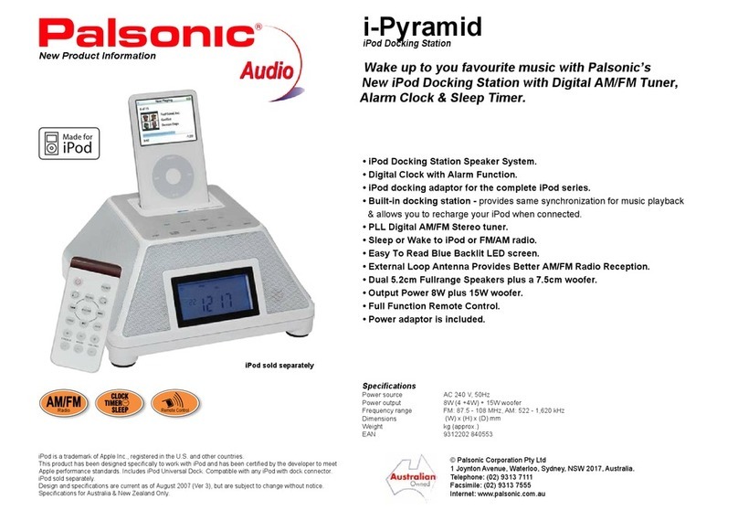 Palsonic i-Pyramid Docking Station Specification sheet Palsonic i-Pyramid Docking Station Specification sheet