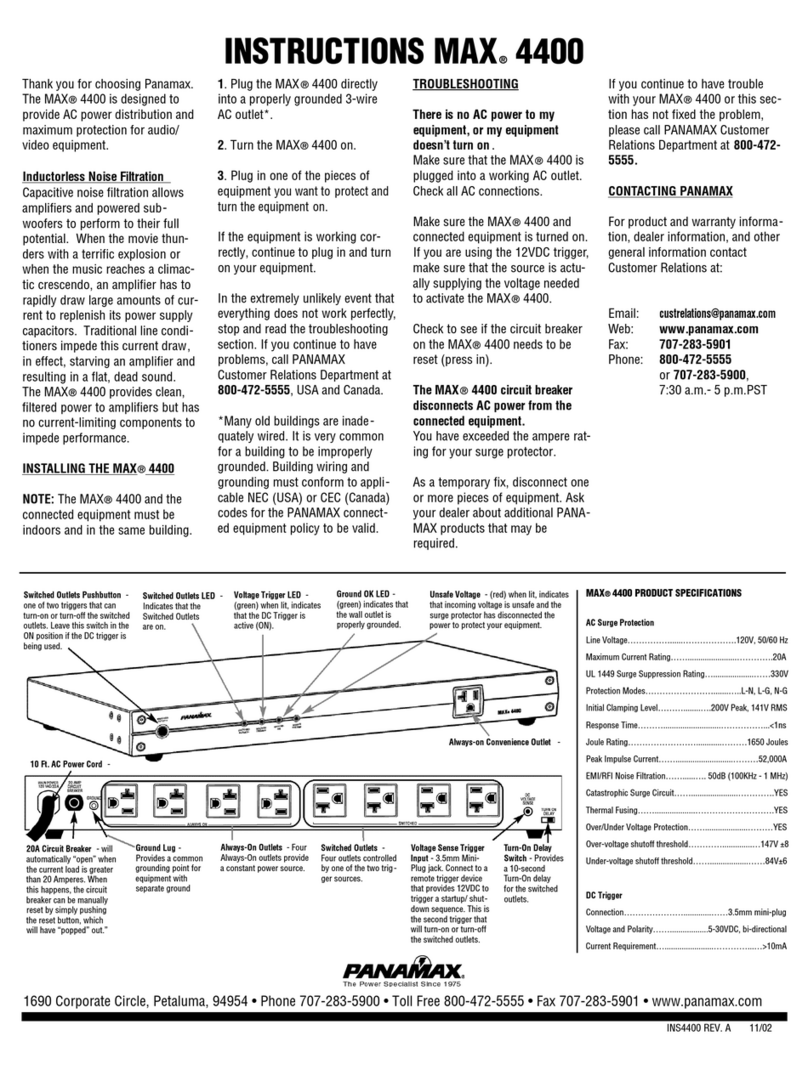 Panamax MAX 4400 User manual