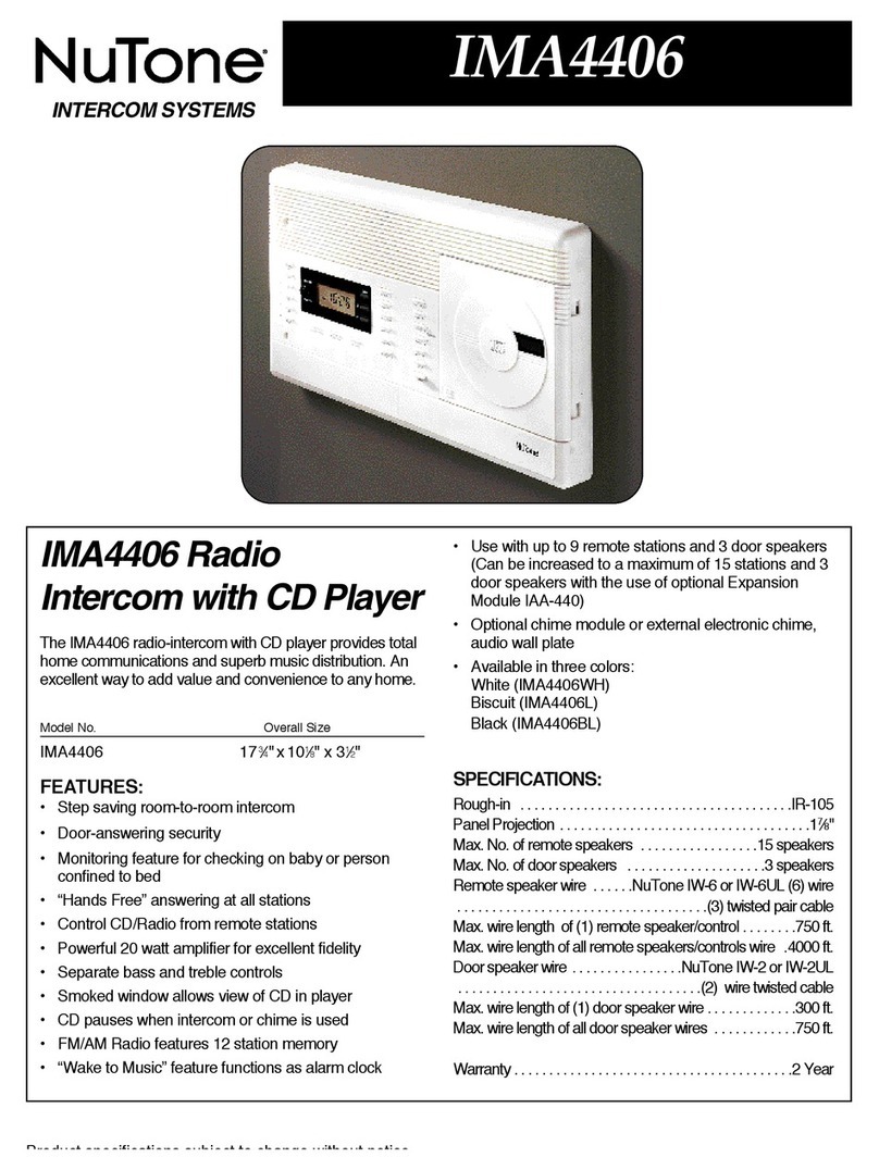 NuTone IMA-4406 Series Product specifications