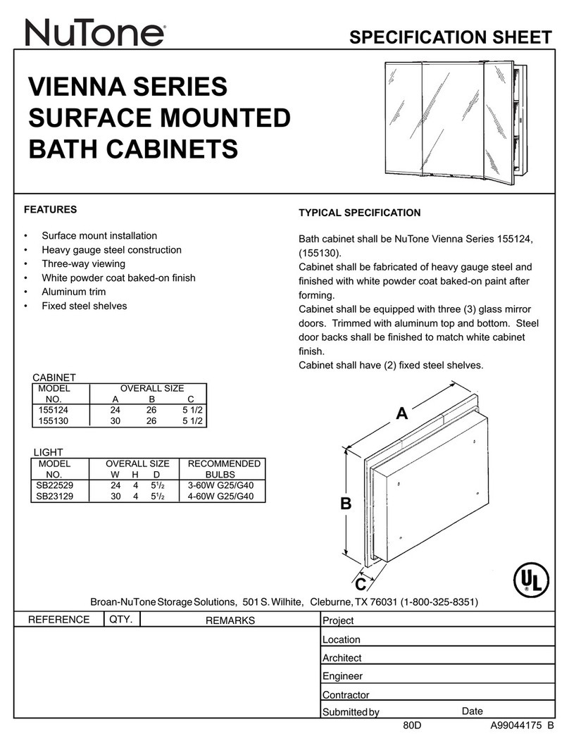 NuTone Surface Mounted Bath Cabinets Vienna Series Specification sheet