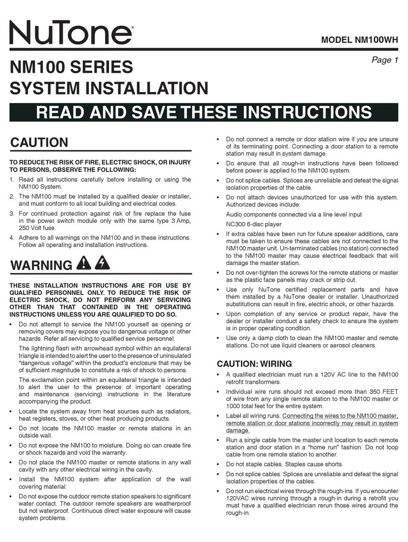 NuTone NM100WH User manual