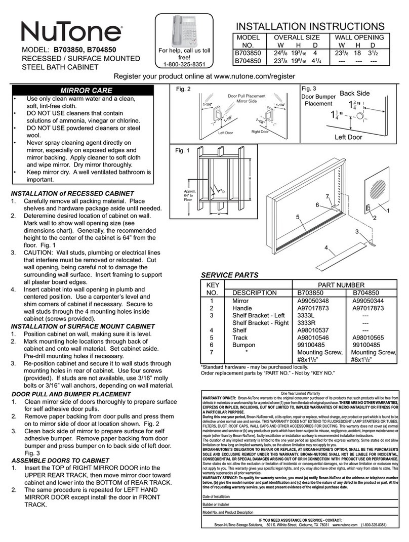 NuTone B703850 installation instructions