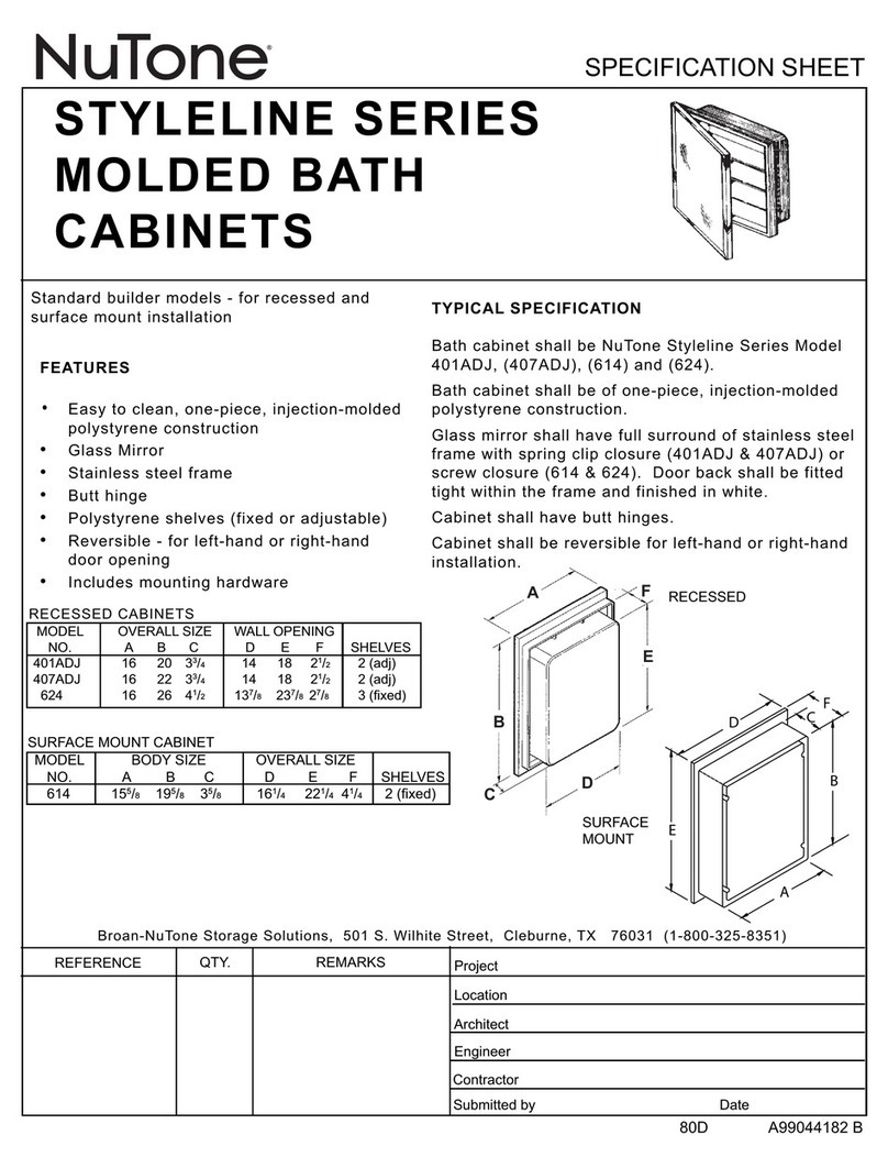 NuTone 401ADJ Specification sheet