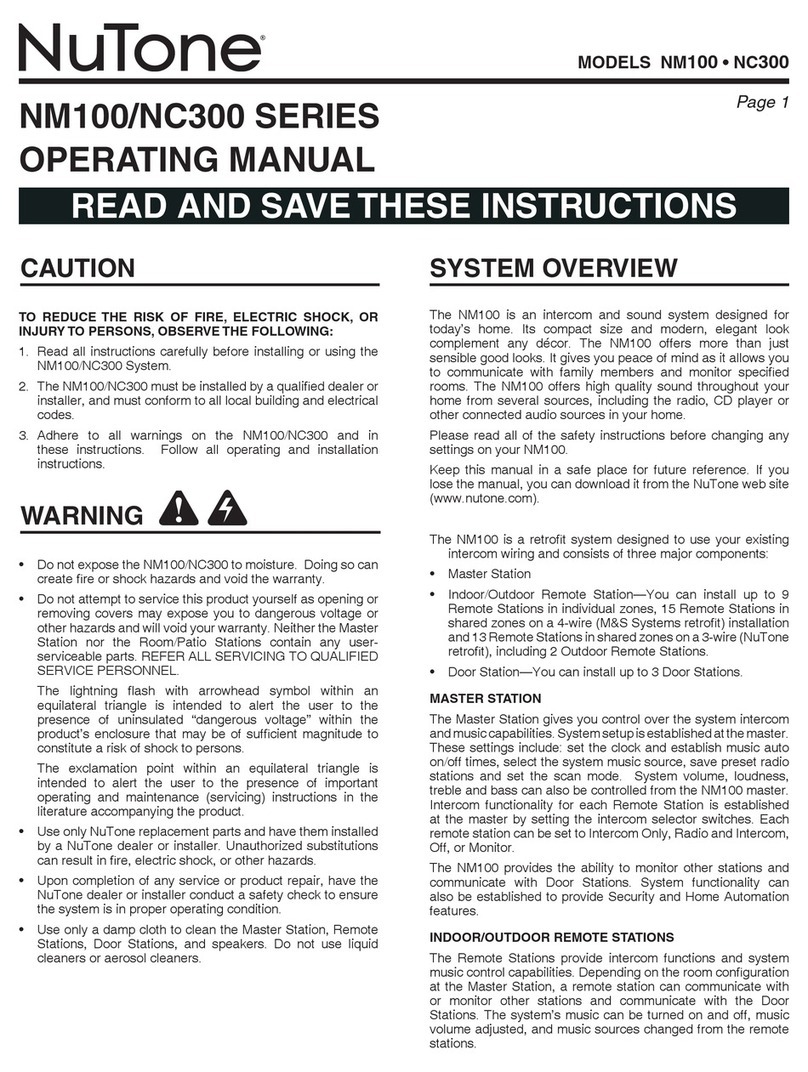 NuTone NC300 series User manual