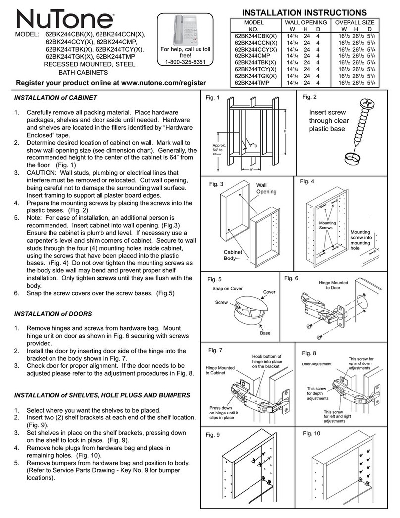 NuTone 62BK244CBK(X) installation instructions