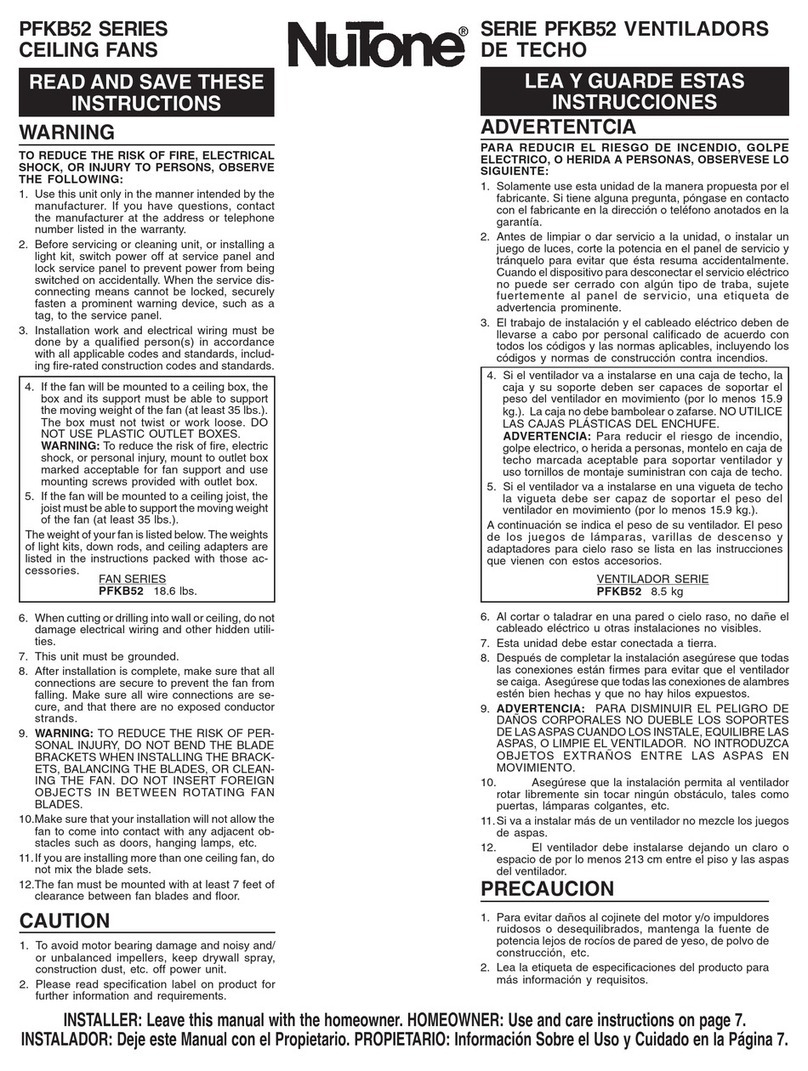 NuTone PFKB52 Series User manual