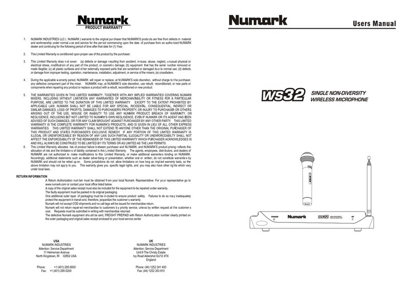 Numark WS32 User manual