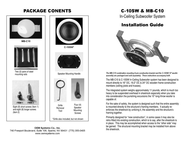 OEM In-Ceiling Subwoofer System C-10SW installation guide