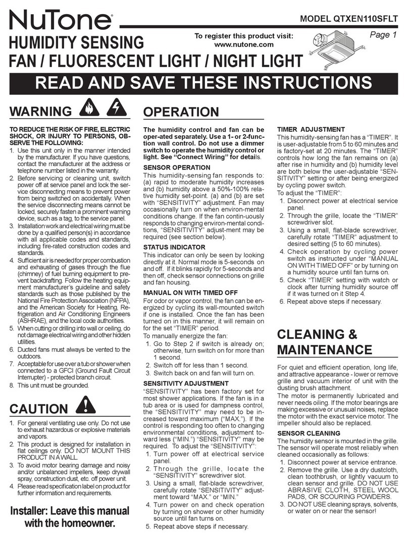 NuTone QTXEN110SFLT User manual