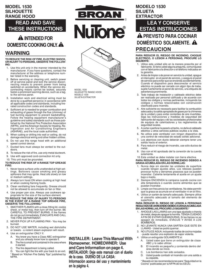 NuTone SILHOUETTE 1530 User manual