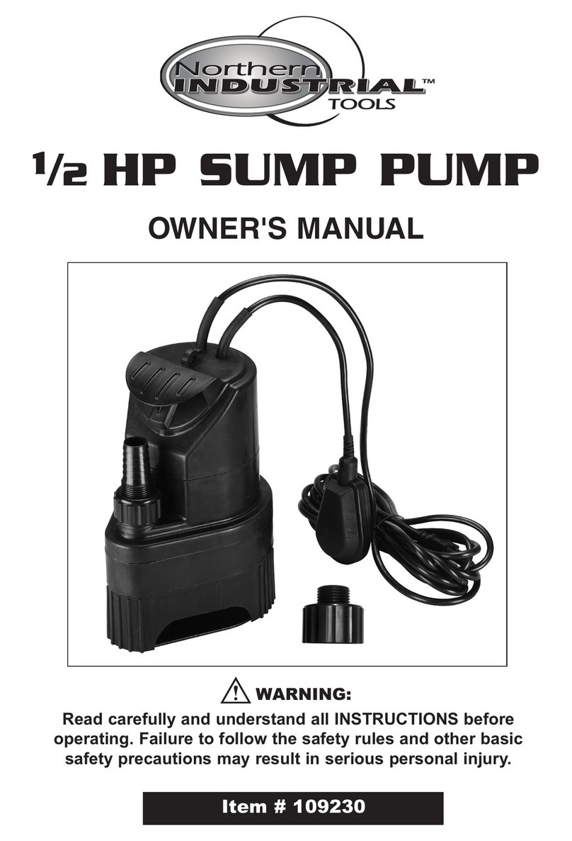 Northern Industrial Tools 1/2 HP SUMP PUMP owner's manual