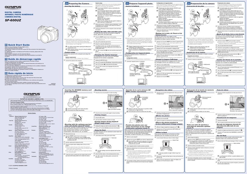 Olympus SP-600UZ quick start guide